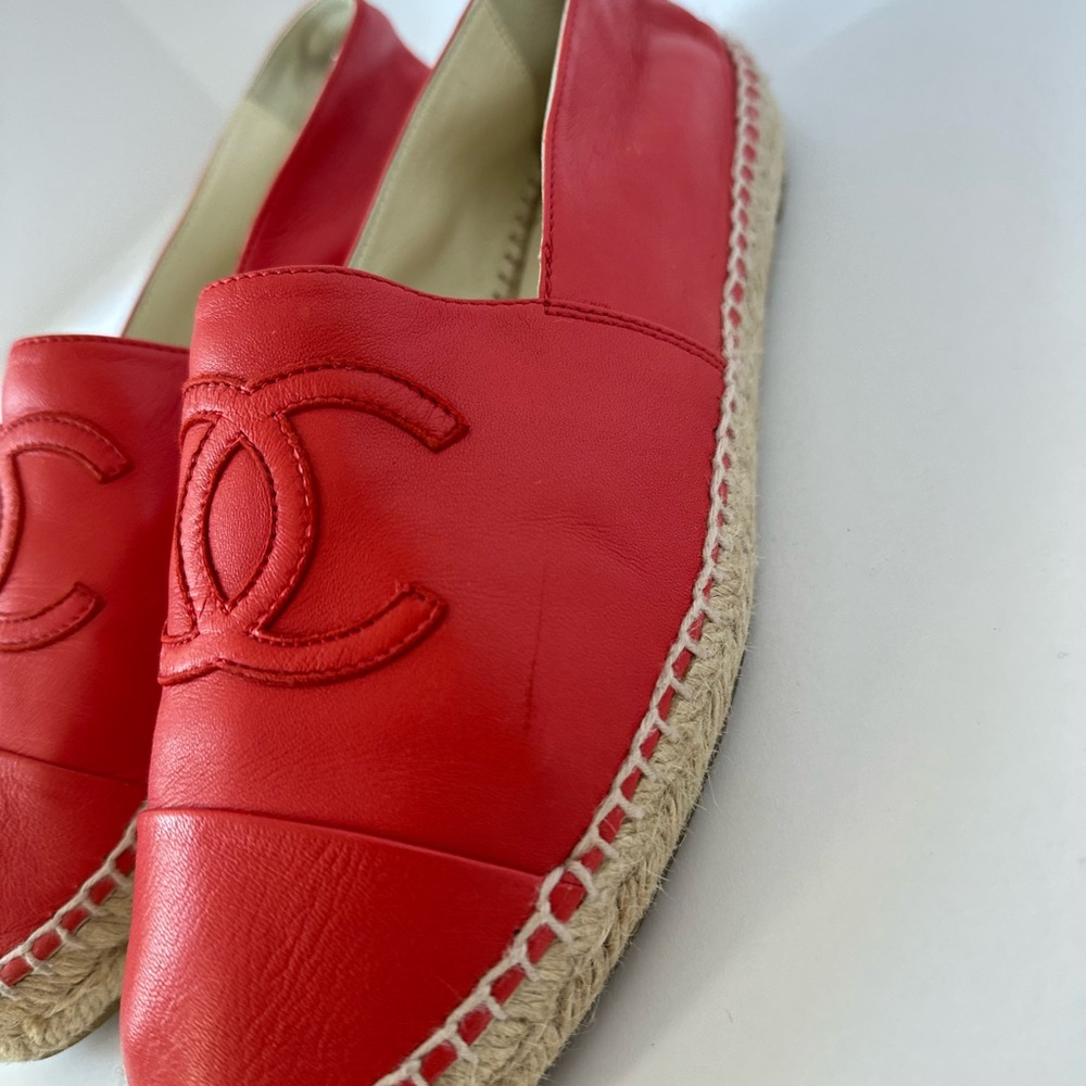 CHANEL Red Leather Espadrilles - Picture 3 of 14
